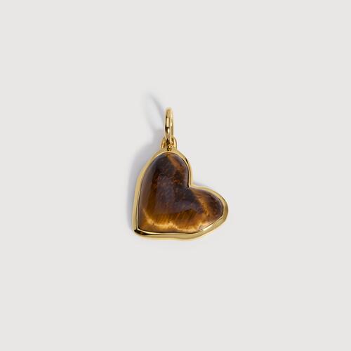 Gold Vermeil Heart Gemstone Pendant - Tigers Eye