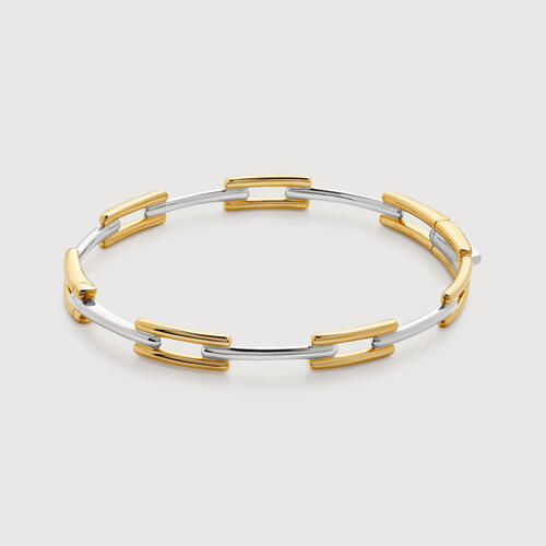 Gold Vermeil Signature Link Mixed Metal Slim Bangle