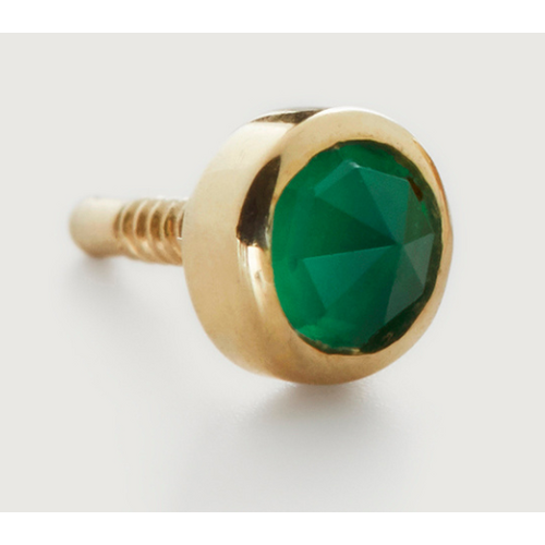 Mini Gemstone Flat Back Piercing Stud - Green Onyx