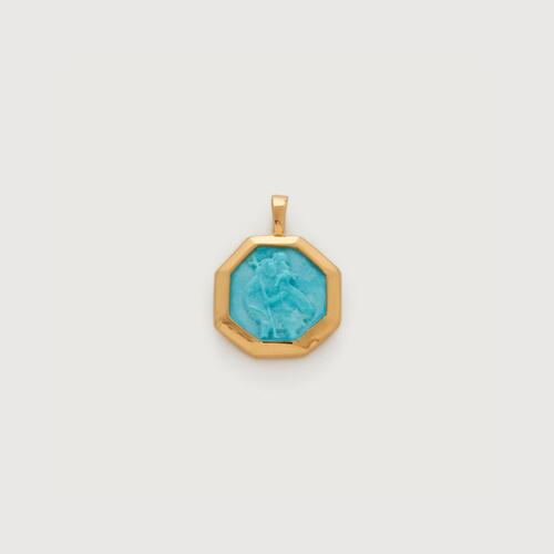 Gold Vermeil St Christopher Gemstone Pendant - Turquoise