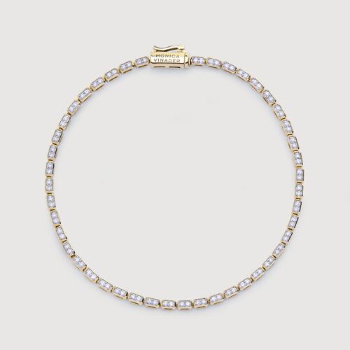 Gold Rectangular Diamond Tennis Bracelet - Lab Grown Diamond