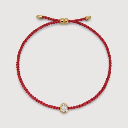 Gold Vermeil Pear Diamond Cord Bracelet 2.5mm - Lab Grown Diamond