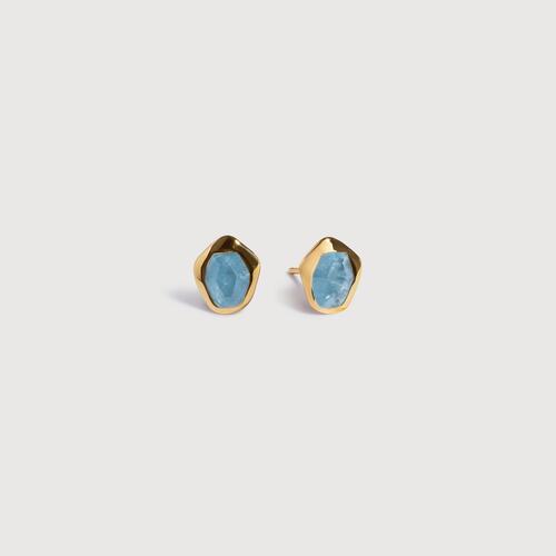 Gold Vermeil Odyssey Gemstone Stud Earrings - Aquamarine