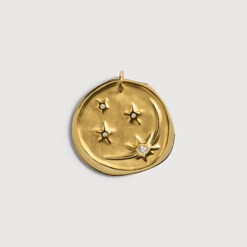 Gold Vermeil Cosmic Ancient Coin Diamond Pendant - Lab Grown Diamond