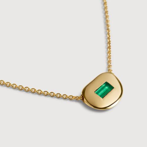Gold Vermeil Gemdrop Soft Oval Chain Necklace - Green Onyx