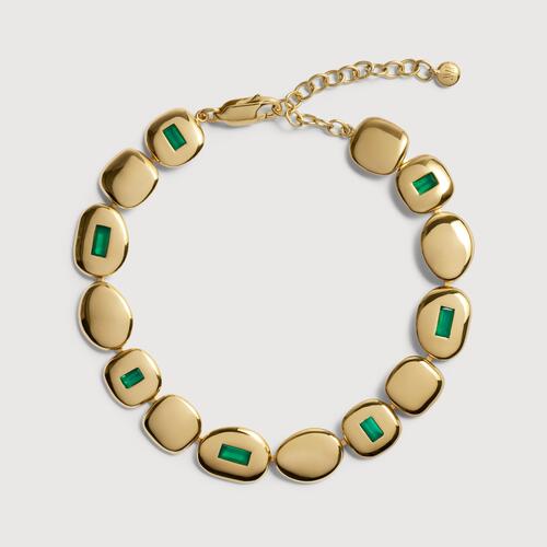 Gold Vermeil Gemdrop Mosaic Bracelet - Green Onyx
