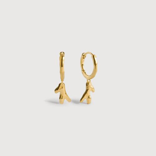 Gold Vermeil Fragments Coral Huggie Earrings