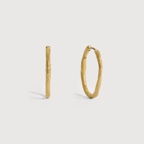 Gold Vermeil Antica Textured Slim Medium Hoops