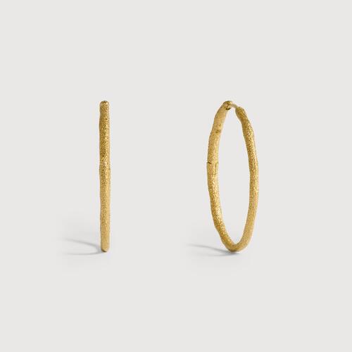 Gold Vermeil Antica Textured Slim Large Hoops