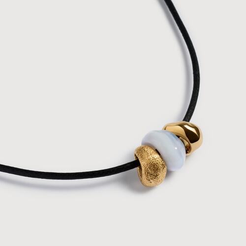 Gold Vermeil Antica Gemstone Cord Necklace - Blue Lace Agate