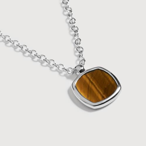 Sterling Silver Delphi Gemstone Chain Necklace - Tigers Eye