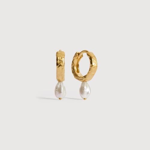 Gold Vermeil Capri Pearl Huggie Earrings - Pearl
