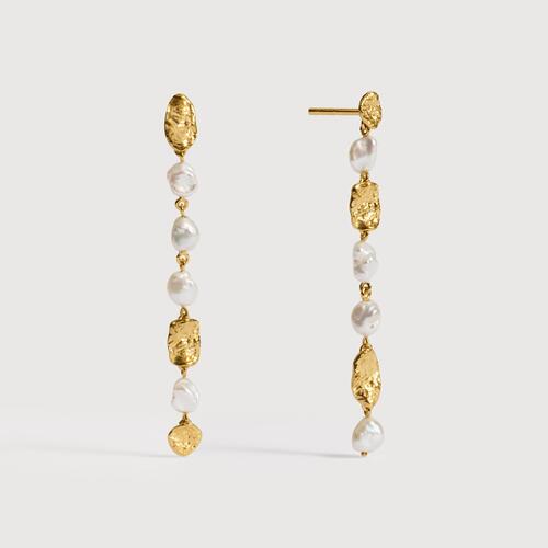 Gold Vermeil Capri Pearl Drop Earrings - Pearl
