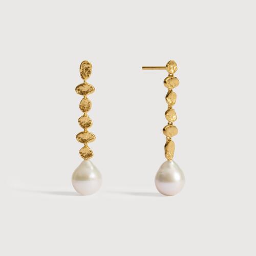 Gold Vermeil Capri Baroque Pearl Drop Earrings - Pearl