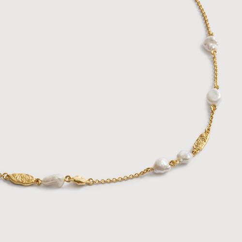 Gold Vermeil Capri Pearl Station Necklace - Pearl