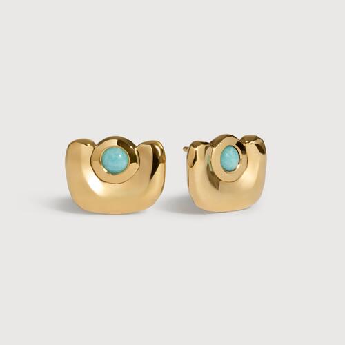 Gold Vermeil Amaia Gemstone Stud Earrings - Amazonite