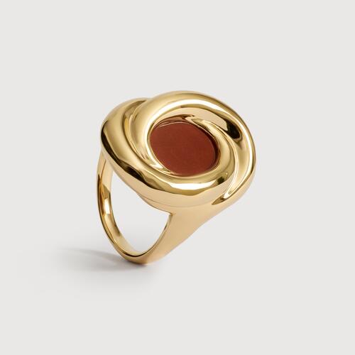 Gold Vermeil Ochre Gemstone Ring - Red Jasper