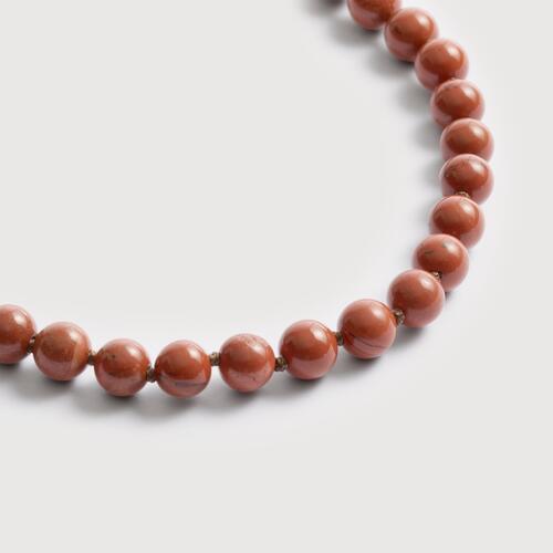 Gold Vermeil Ochre Round Gemstone Necklace - Red Jasper
