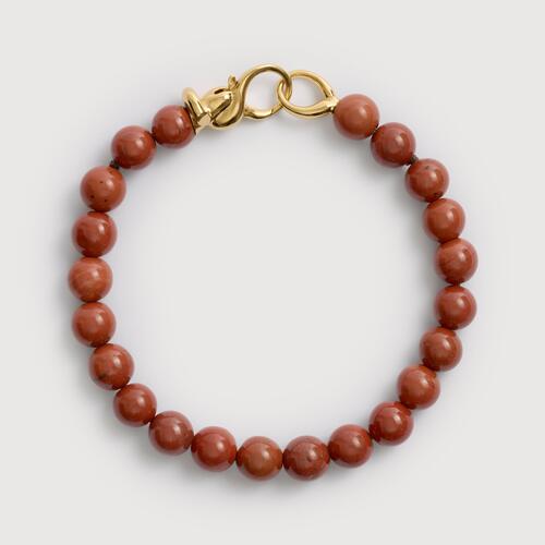 Gold Vermeil Ochre Round Gemstone Bracelet - Red Jasper