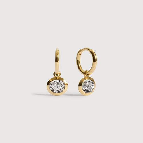 Gold Vermeil Oval Diamond Huggie Earrings - Lab Grown Diamond