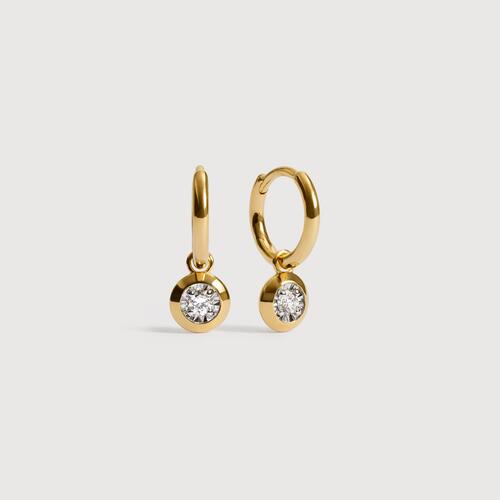 Gold Vermeil Round Diamond Huggie Earrings 2.5mm - Lab Grown Diamond