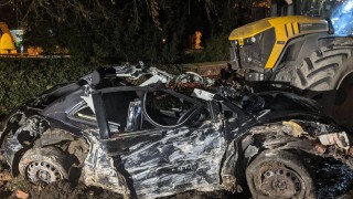 Lack of fatalities in collision between tractor and car described by police as a ‘miracle’