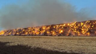 12,000t of straw bales erupt into flames at former RAF base