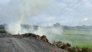 Fire crews use water jets to tackle barn fire in Wales