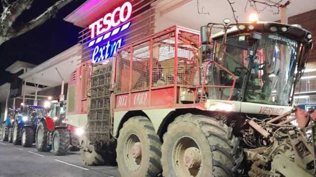 Fodder beet harvester takes centre stage at Co. Down farmer protest