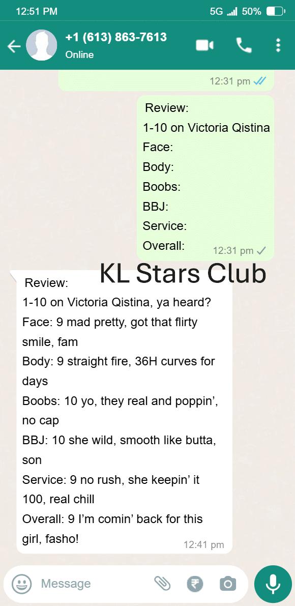 Victoria Qistina, escort in Kuala Lumpur from KL STAR SSS CLUB.
