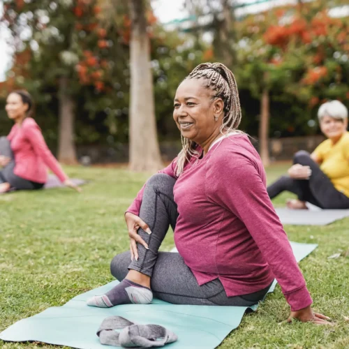Woman doing yoga in park