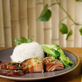 Meal card cover for: Roast Meat Combo (Roast Duck, Char Siu and Crispy Pork) Served with Jasmine Rice