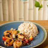Meal card cover for: King Prawns Blackbean Sauce Served with Egg Fried Rice