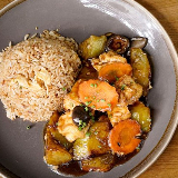 Meal card cover for: Tofu and Aubergine Stir Fry Served with Egg Noodles