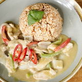 Meal card cover for: Chicken Thai Green Curry Sauce Served with Egg Noodles