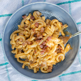 Meal card cover for: RIGATONI CARBONARA