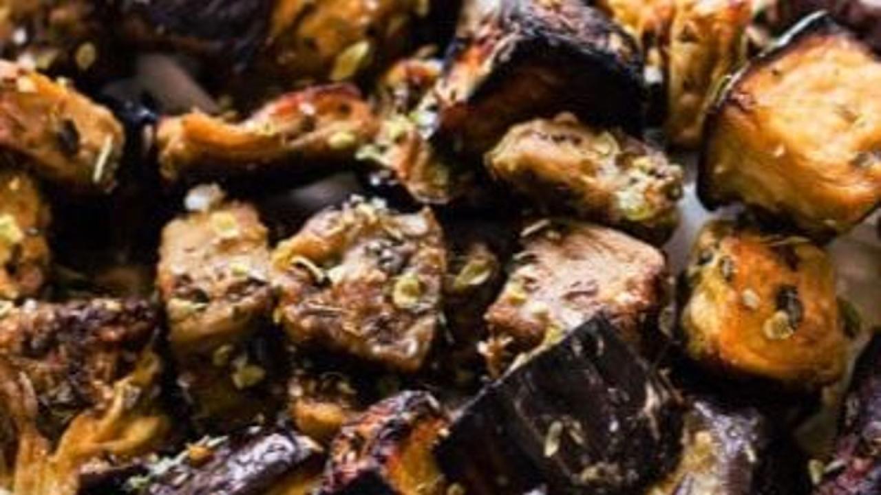 Meal card cover for: Roasted Aubergine Cubes (250ml box)
