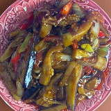 Meal card cover for: Braised Aubergine with Rice 魚香茄子飯 (Ve)