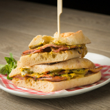 Meal card cover for: Spicy Bacon and Chilli Cheese Baguette