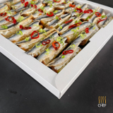 Meal card cover for: Lemon Anchovies Mascarpone on Garlic Bruschetta
