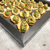 Meal card cover for: Garlic Bruschetta with Salsa Verde and toasted Pine Nuts