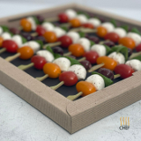 Meal card cover for: Cherry Tomato, Black Olives and Mozzarella Skewers
