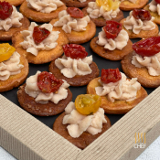Meal card cover for: Chick Pea Crust with Bean Puree and Cherry Tomato