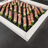 Meal card cover for: Asparagus and Parma Ham Roulade