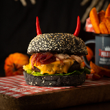Meal card cover for: Black Widow Vegetarian Burger (v) (single)