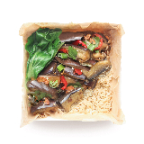 Meal card cover for: Szechuan Chilli Aubergine