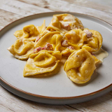 Meal card cover for: Cappellacci with COURGETTES' CARBONARA AND ROSEMARY 