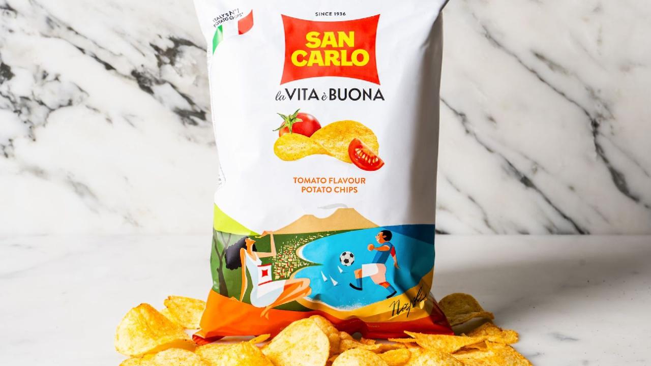 Meal card cover for: Tomato - San Carlo Crisps