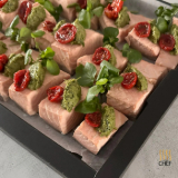 Meal card cover for: Poached Salmon with Salsa Verde and Watercress Mayo