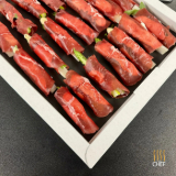 Meal card cover for: Bresaola and Asparagus Roulade
